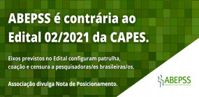 ABEPSS é contrária ao Edital 02/2021 da CAPES